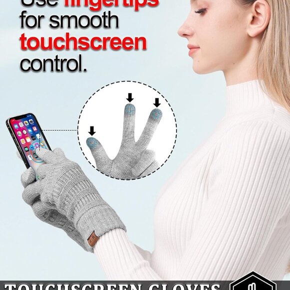 Winter Gloves Women Touch Screen Warm Knit Fleece Lining Elastic Cozy - Picture 3 of 6